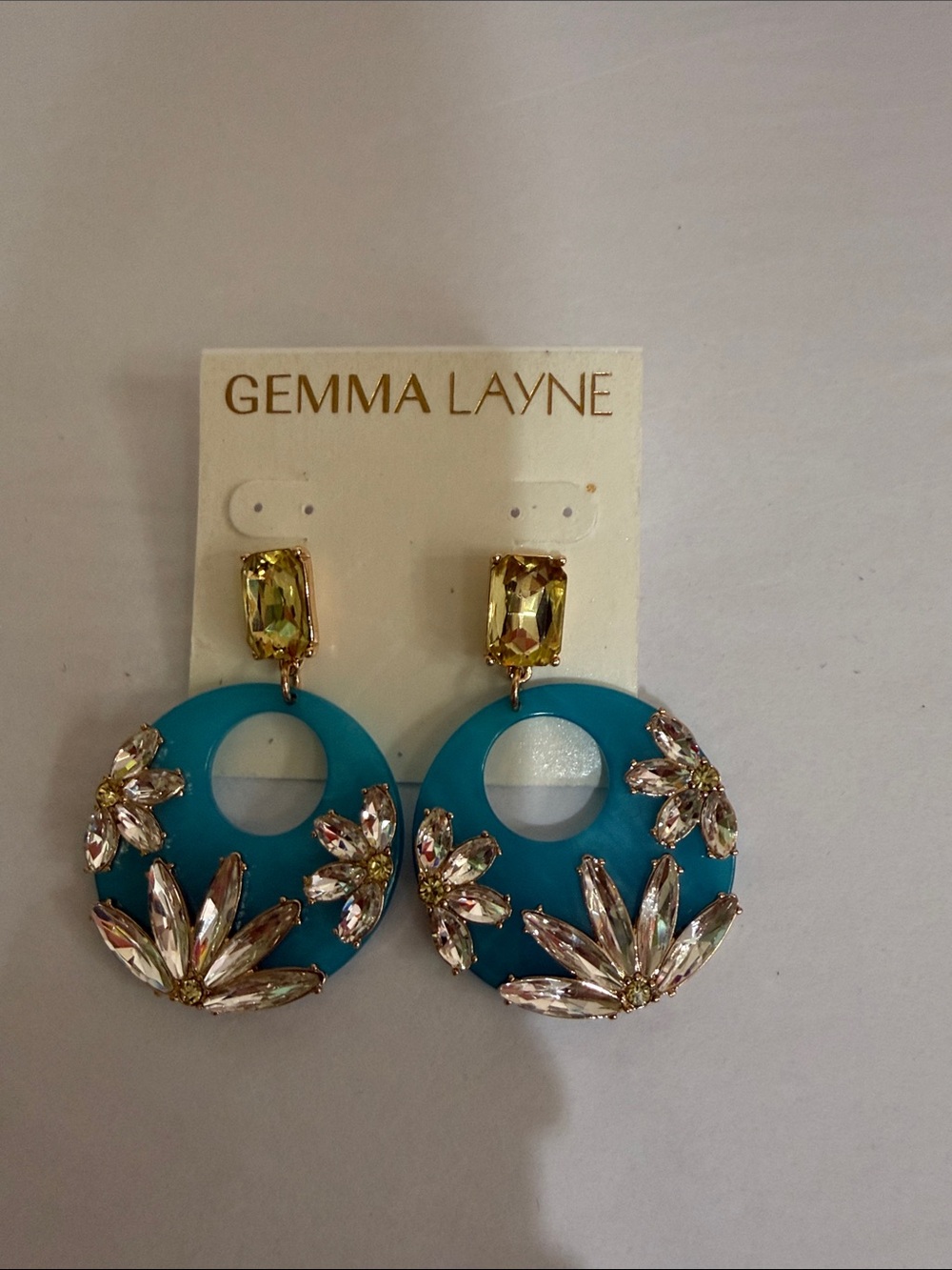 Gemma Layne Turquoise Crystal-Embellished Hoop Drop Earrings